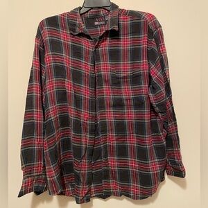 XL Faded Glory Plaid Flannel Button Down Shirt